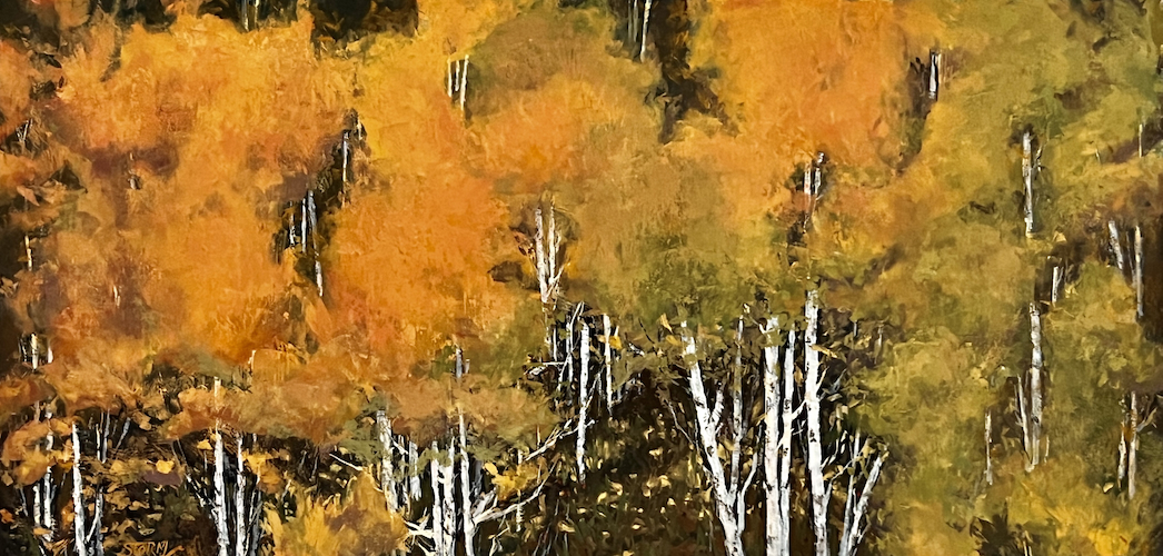 Aspen Ridge 18 x 36  $2300 at Hunter Wolff Gallery